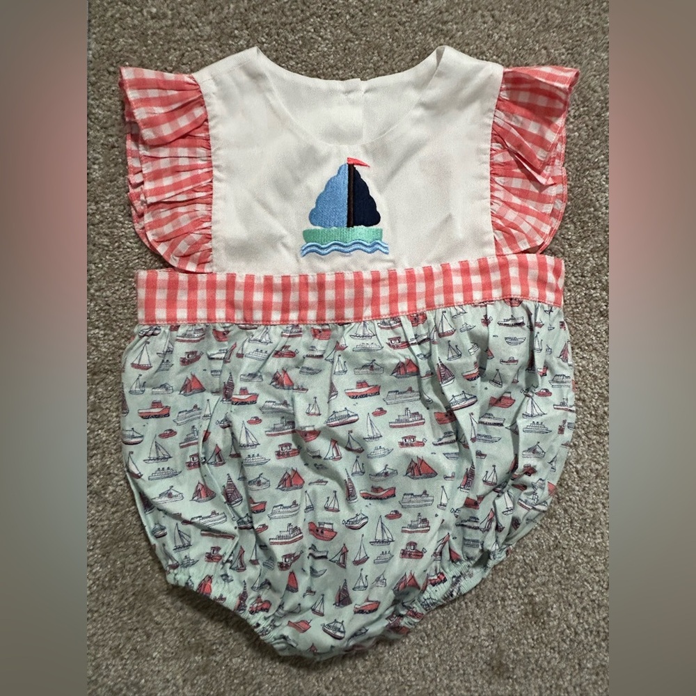 Banana Split 9 Mths Sailboat Embroidered Baby bubble